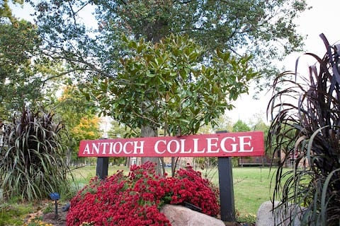 Antioch College sign in Yellow Springs, Ohio