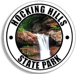 The Hocking Hills State Park logo badge featuring a waterfall